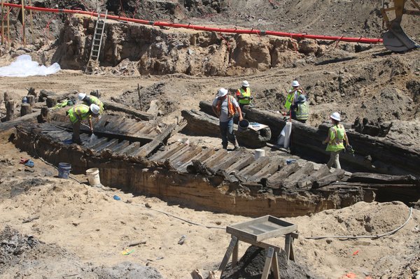 Ship excavated at building site in Alexandria.