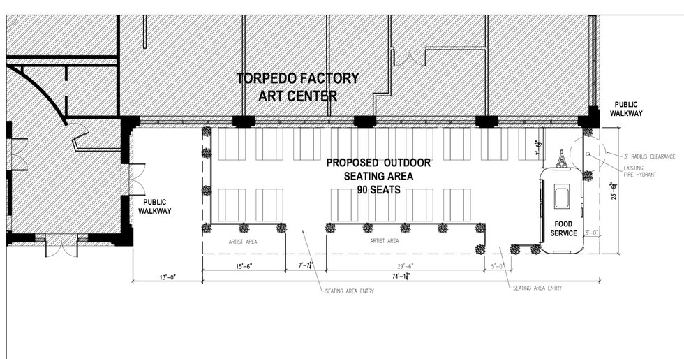 Map of proposed market area outside Torpedo Factory
